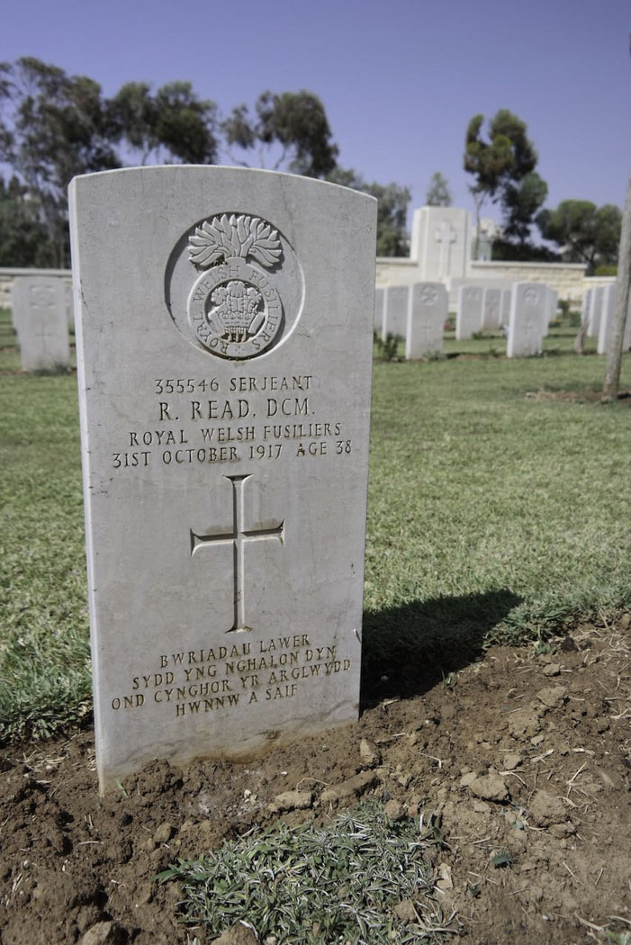 <p>His headstone in the Beersheba War Cemetery